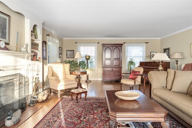 507 Hilltop Rd, Union, NY 13760 - living room with a healthy amount of sunlight, crown molding, and hardwood / wood-style flooring