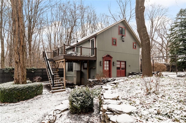 4508 State Route 64, Bristol, NY 14424 - chalet / cabin featuring stairs, fence, and a deck