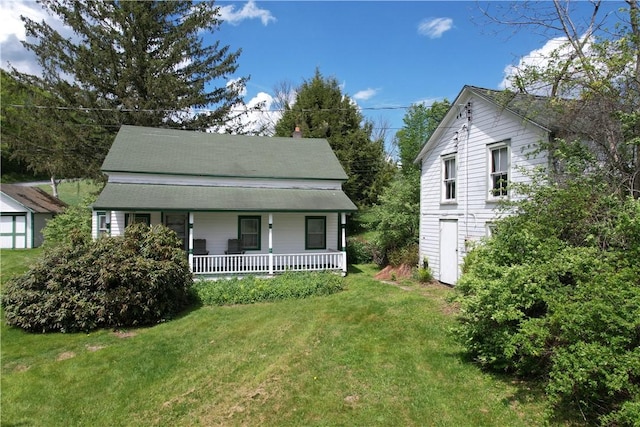 1114 Bull Run Rd, Middletown, NY 12455 - view of front facade featuring a porch, a front yard, and a chimney