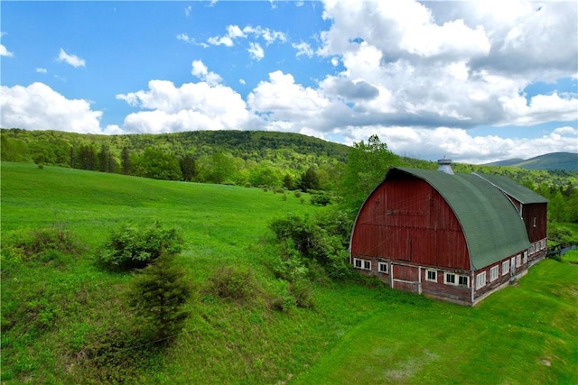 1114 Bull Run Rd, Middletown, NY 12455 - view of barn with a yard and a forest view