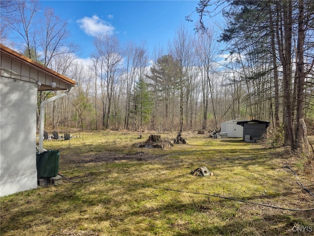 view of yard featuring an outdoor structure