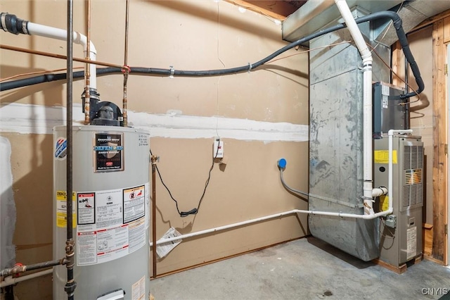 utilities featuring heating unit and gas water heater