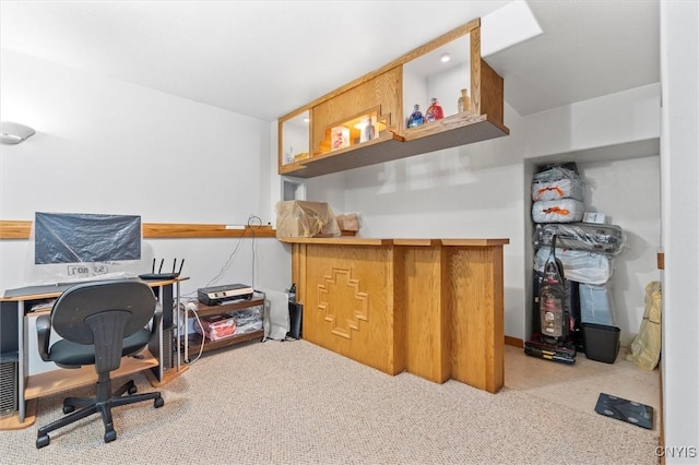 home office with carpet flooring