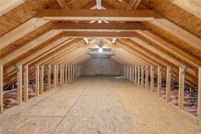 view of unfinished attic