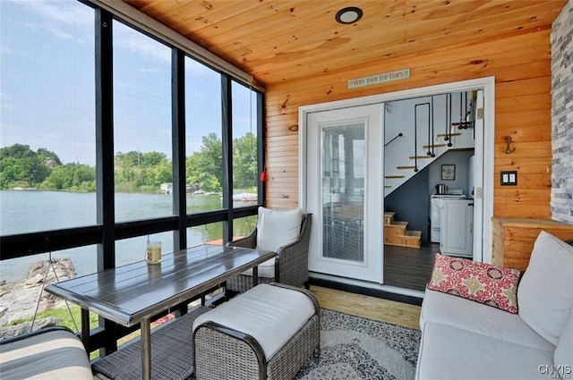 46337 Lake Of The Isle, Alexandria, NY 13607 - sunroom / solarium featuring a water view