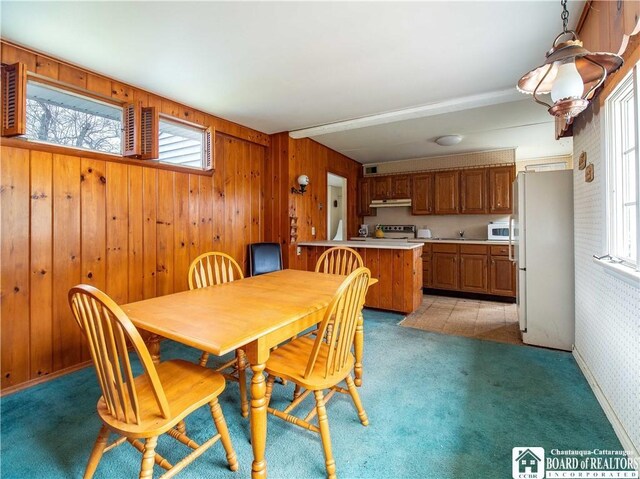 111 Springdale, Jamestown, NY 14701 - dining area with wood walls and light colored carpet