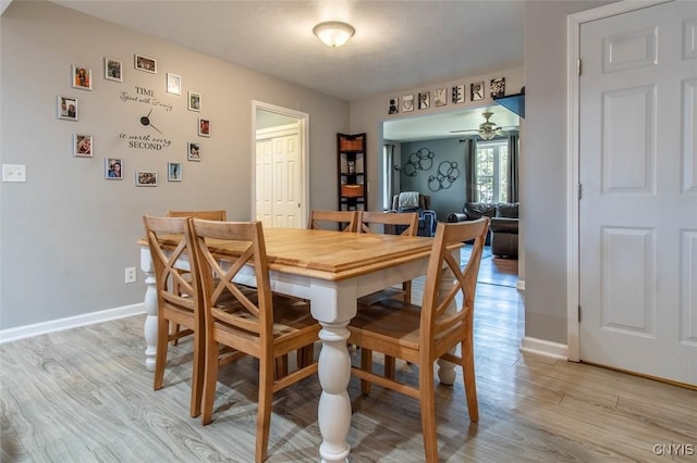 4973 Wilder Rd, Ellisburg, NY 13605 - dining space featuring baseboards, light wood-type flooring, and ceiling fan