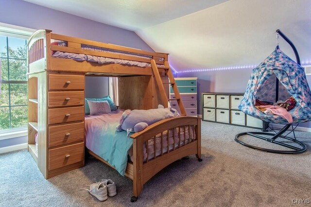 4973 Wilder Rd, Ellisburg, NY 13605 - bedroom featuring lofted ceiling, carpet flooring, and visible vents