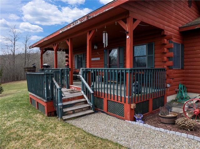 7061 Velie Rd, Bath, NY 14879 - wooden terrace featuring a lawn and a fire pit