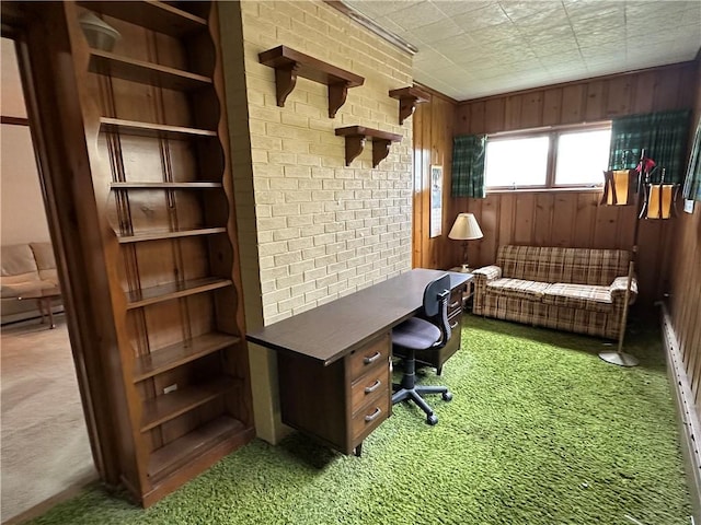 174 N Bennett St, Bradford-City, PA 16701 - office area featuring carpet floors and wooden walls