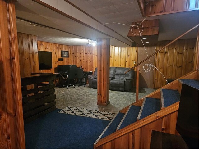 305 State St, Smethport-Borough, PA 16749 - finished basement with carpet and wooden walls