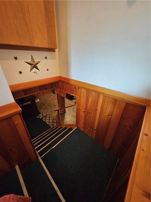305 State St, Smethport-Borough, PA 16749 - stairway with a wainscoted wall and wooden walls