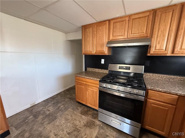 318 Academy St, Watertown-City, NY 13601 - kitchen featuring under cabinet range hood and stainless steel gas range