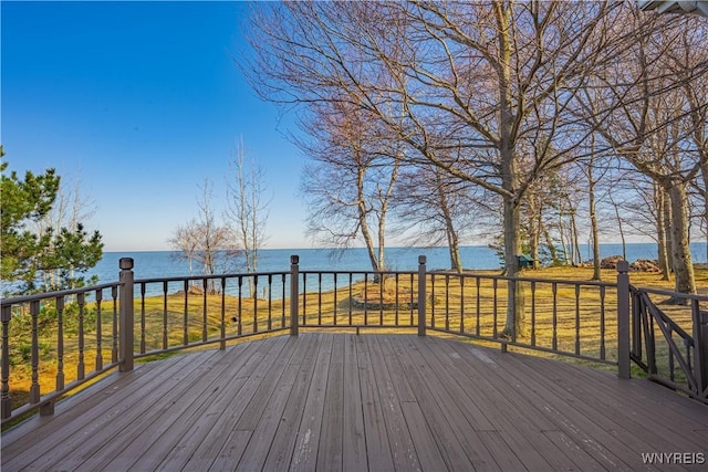 7131 Lakeshore Ter, Newfane, NY 14008 - wooden terrace featuring a water view