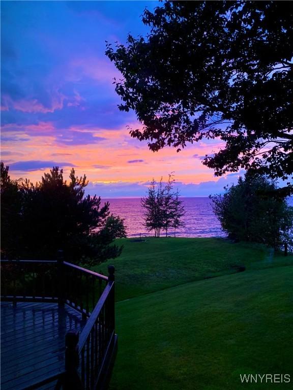 7131 Lakeshore Ter, Newfane, NY 14008 - view of yard with a deck with water view