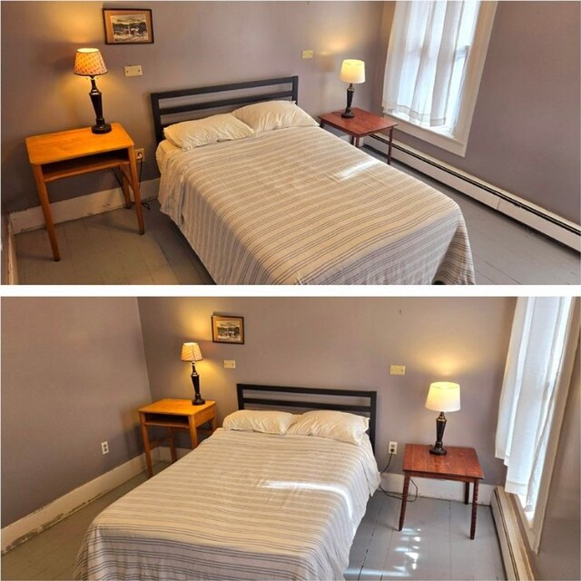 bedroom featuring a baseboard radiator and baseboards