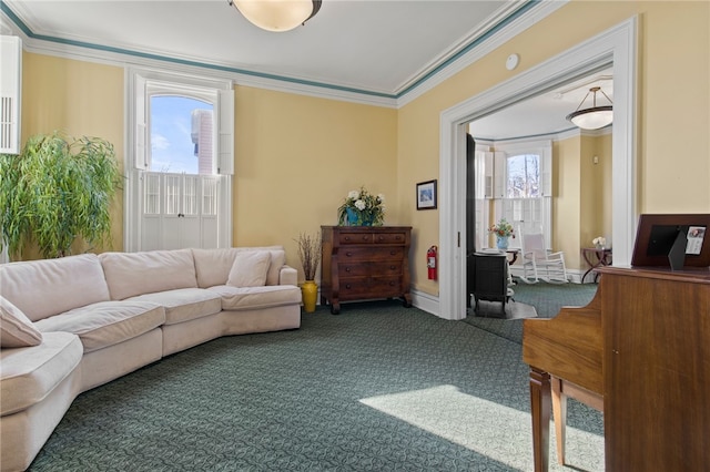 280 S Main St, Canandaigua-City, NY 14424 - carpeted living room featuring plenty of natural light and ornamental molding