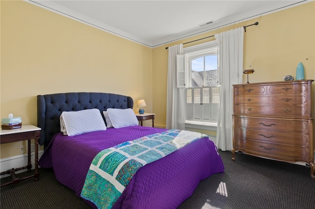 280 S Main St, Canandaigua-City, NY 14424 - carpeted bedroom featuring baseboards, visible vents, and crown molding