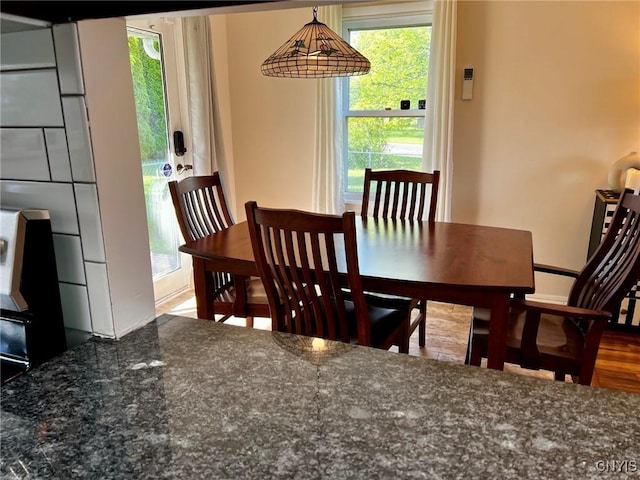 dining room with wood finished floors and baseboards