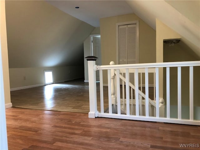 202 Thompson St, Buffalo, NY 14207 - additional living space featuring vaulted ceiling, wood finished floors, and baseboards