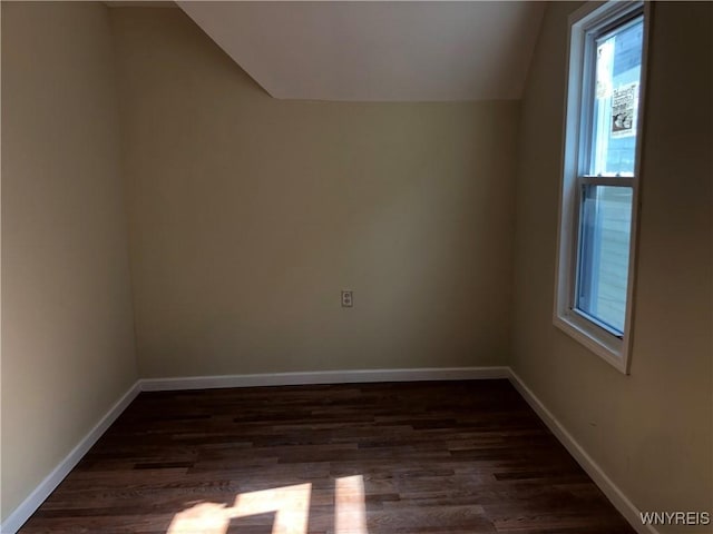 202 Thompson St, Buffalo, NY 14207 - bonus room with lofted ceiling, dark wood-type flooring, and baseboards