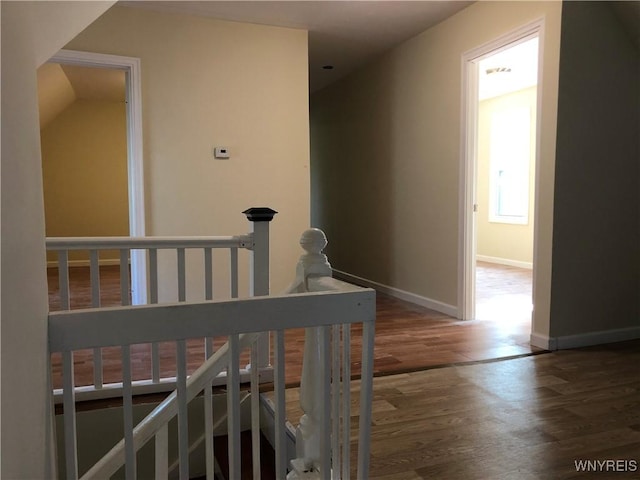 202 Thompson St, Buffalo, NY 14207 - hallway featuring wood finished floors, an upstairs landing, and baseboards