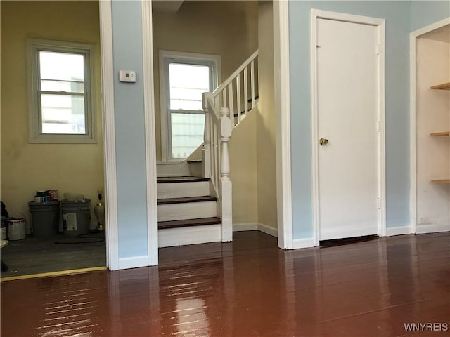 202 Thompson St, Buffalo, NY 14207 - stairs with baseboards and wood finished floors