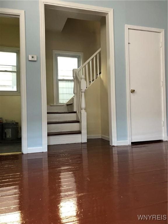 202 Thompson St, Buffalo, NY 14207 - stairway with baseboards and wood finished floors