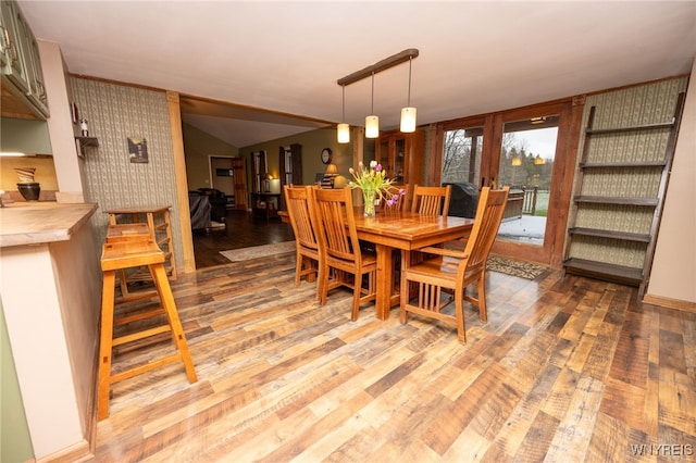 dining space featuring light wood-type flooring