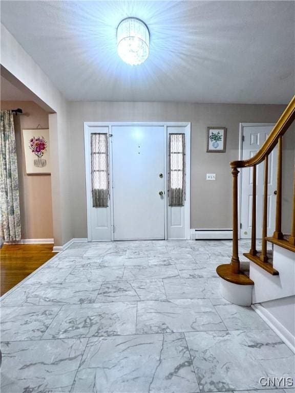 14 Barley Mow Run, New Hartford, NY 13413 - entryway with a baseboard radiator, marble finish floor, and baseboards