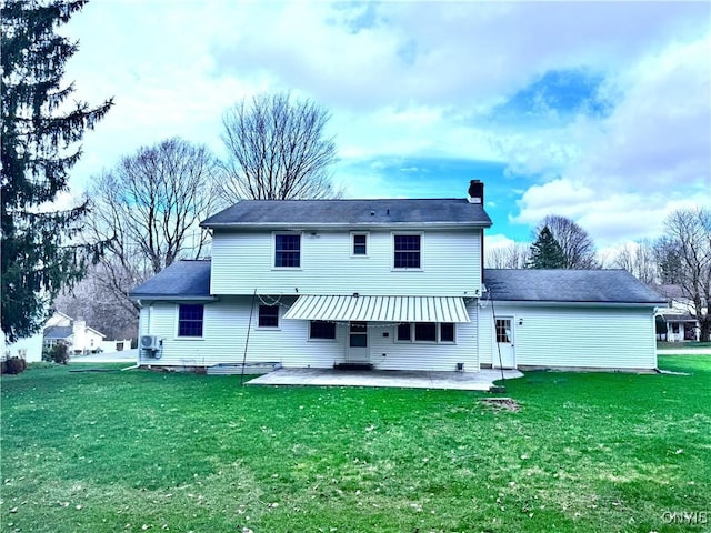 14 Barley Mow Run, New Hartford, NY 13413 - rear view of property featuring a patio, a chimney, and a lawn