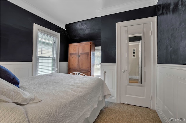 2831 S Park Ave, Lackawanna, NY 14218 - bedroom featuring ornamental molding, carpet, and wainscoting