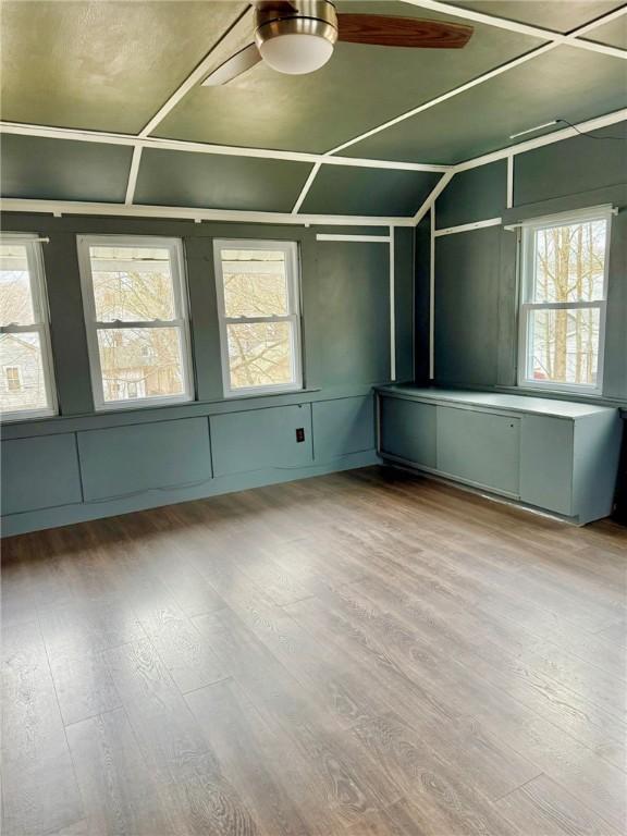 35 Sand St, Afton, NY 13730 - empty room with ceiling fan, wood finished floors, and lofted ceiling