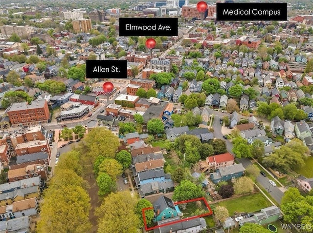 39 Days Park, Buffalo, NY 14201 - aerial overview of property's location with property boundaries highlighted