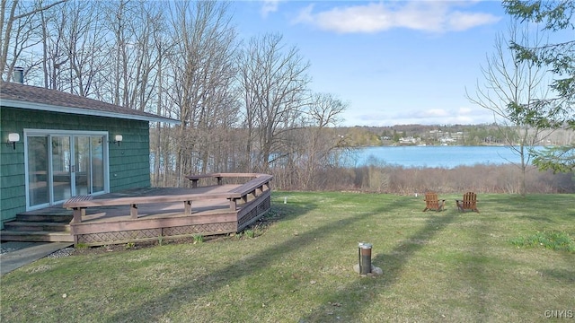 3158 W Lake Rd, Cazenovia, NY 13035 - view of yard with a deck with water view