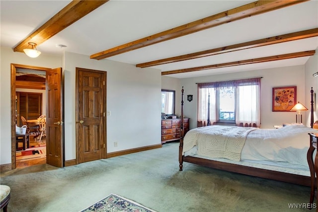 6634 Lake Shore Rd, Evans, NY 14047 - carpeted bedroom with beamed ceiling and baseboards