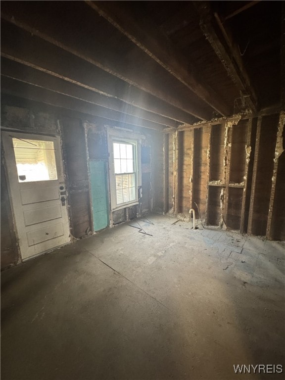 view of unfinished attic