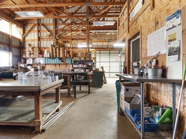 interior space featuring a workshop area