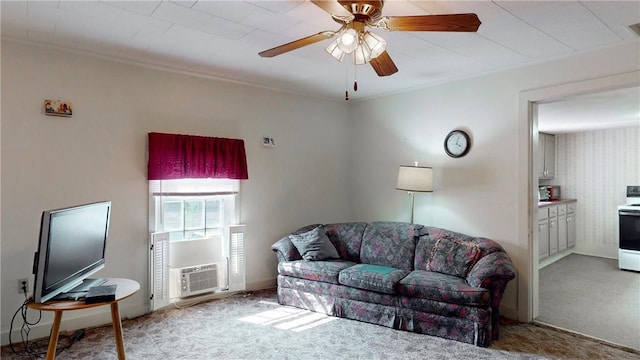 5 E Washington St, Bath, NY 14810 - carpeted living room featuring baseboards, cooling unit, and a ceiling fan