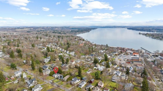 26 E Elizabeth St, Skaneateles, NY 13152 - aerial overview of property's location featuring a nearby body of water