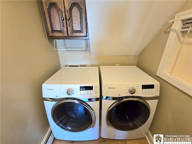 216 S Pleasant St, Shinglehouse, PA 16748 - clothes washing area with independent washer and dryer and cabinet space