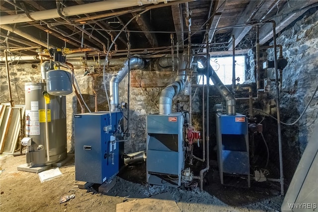 153 Allen St, Buffalo, NY 14201 - utility room featuring gas water heater and a heating unit