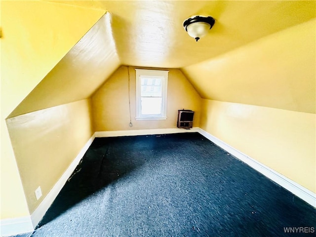 99 Roebling Ave, Buffalo, NY 14215 - additional living space featuring baseboards, carpet, vaulted ceiling, and heating unit