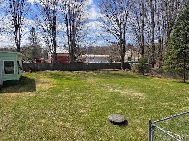 view of yard featuring a fenced backyard