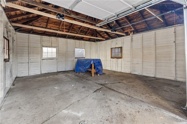 garage with a garage door opener
