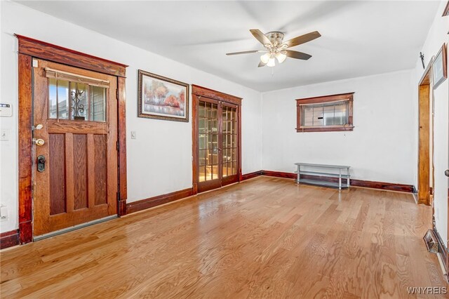 43 Freund St, Buffalo, NY 14211 - foyer entrance featuring ceiling fan, wood finished floors, and baseboards