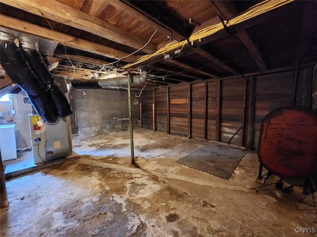 unfinished basement with heating fuel