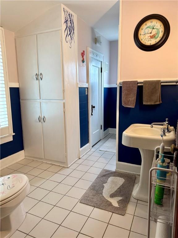 11 Cedar St, Oneonta-City, NY 13820 - bathroom with tile patterned flooring, a sink, and toilet
