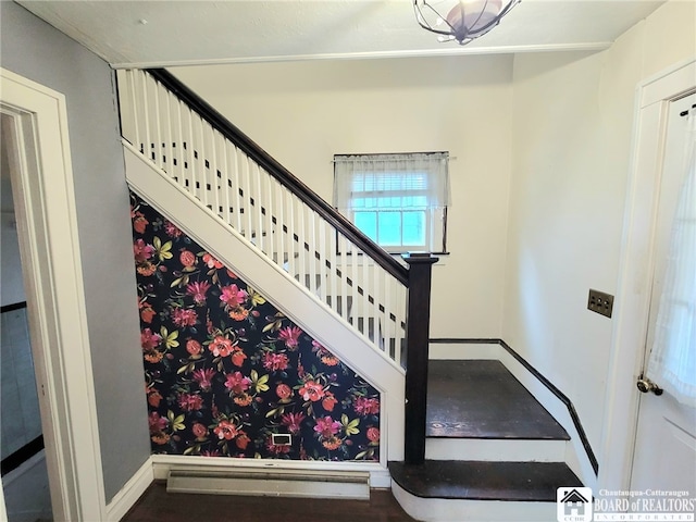 85 Dearborn St, Jamestown, NY 14701 - staircase featuring baseboards