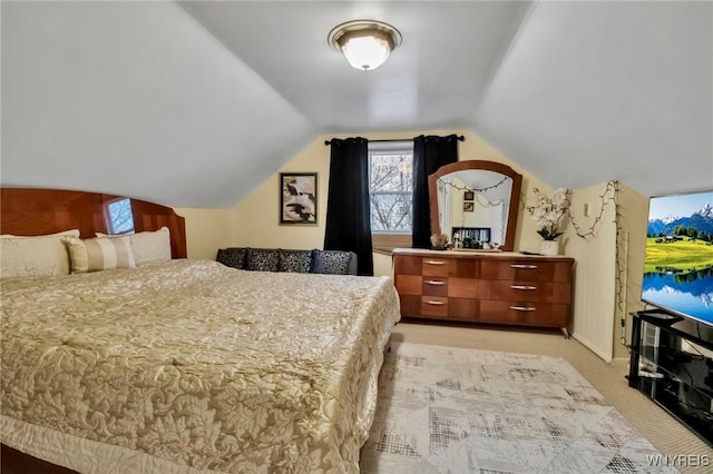 4757 N Bailey Ave, Amherst, NY 14226 - bedroom featuring light colored carpet and vaulted ceiling